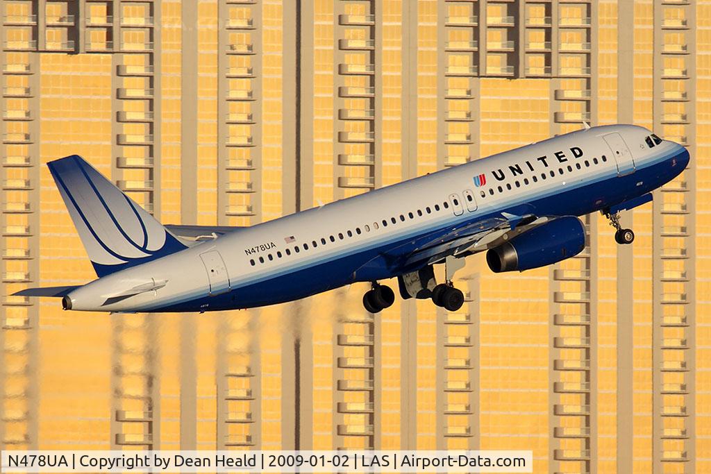 N478UA, 2001 Airbus A320-232 C/N 1533, United Airlines N478UA (FLT UAL1425) climbing out from RWY 1R en route to San Francisco Int'l (KSFO).