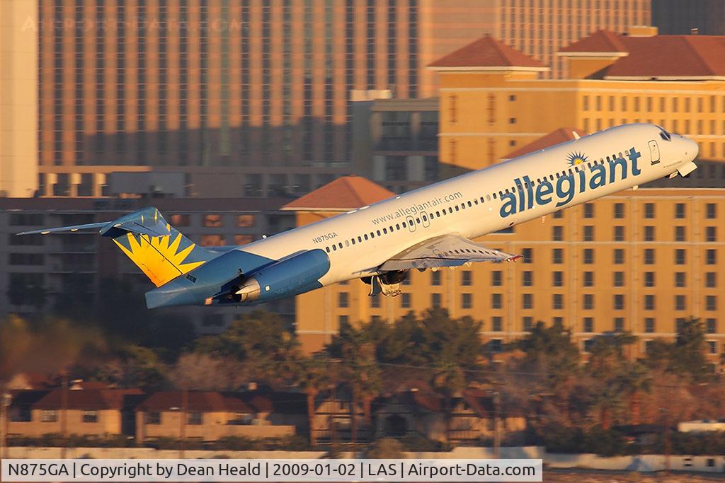 N875GA, 1995 McDonnell Douglas MD-83 (DC-9-83) C/N 53468, Allegiant Air N875GA climbing out from RWY 1R in nice morning light.