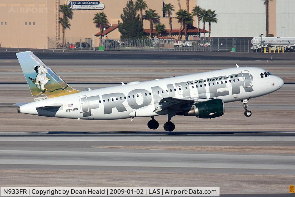 N933FR, 2004 Airbus A319-111 C/N 2260, Frontier Airlines N933FR 'Sebastian The Hawk' (FLT FFT772) departing RWY 1R en route to Denver Int'l (KDEN).