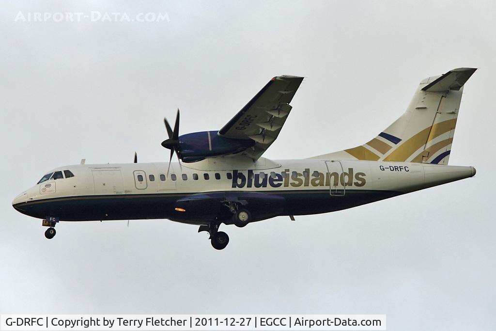 G-DRFC, 1986 ATR 42-300 C/N 007, Blue Islands ATR 42 on finals to Manchester