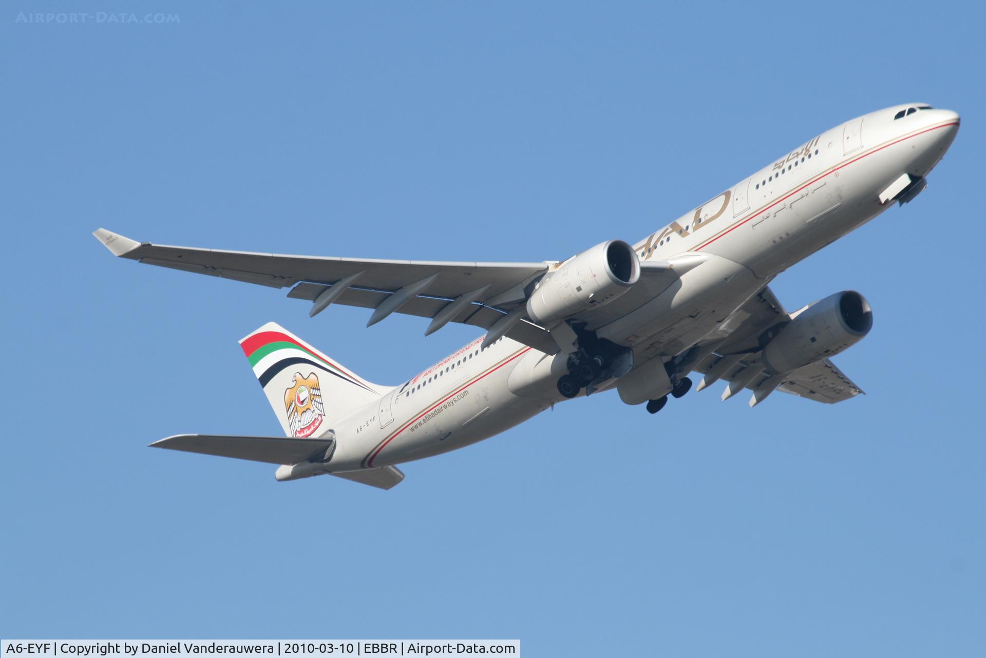 A6-EYF, 2006 Airbus A330-243 C/N 717, Flight EY058 is climbing from RWY 07R