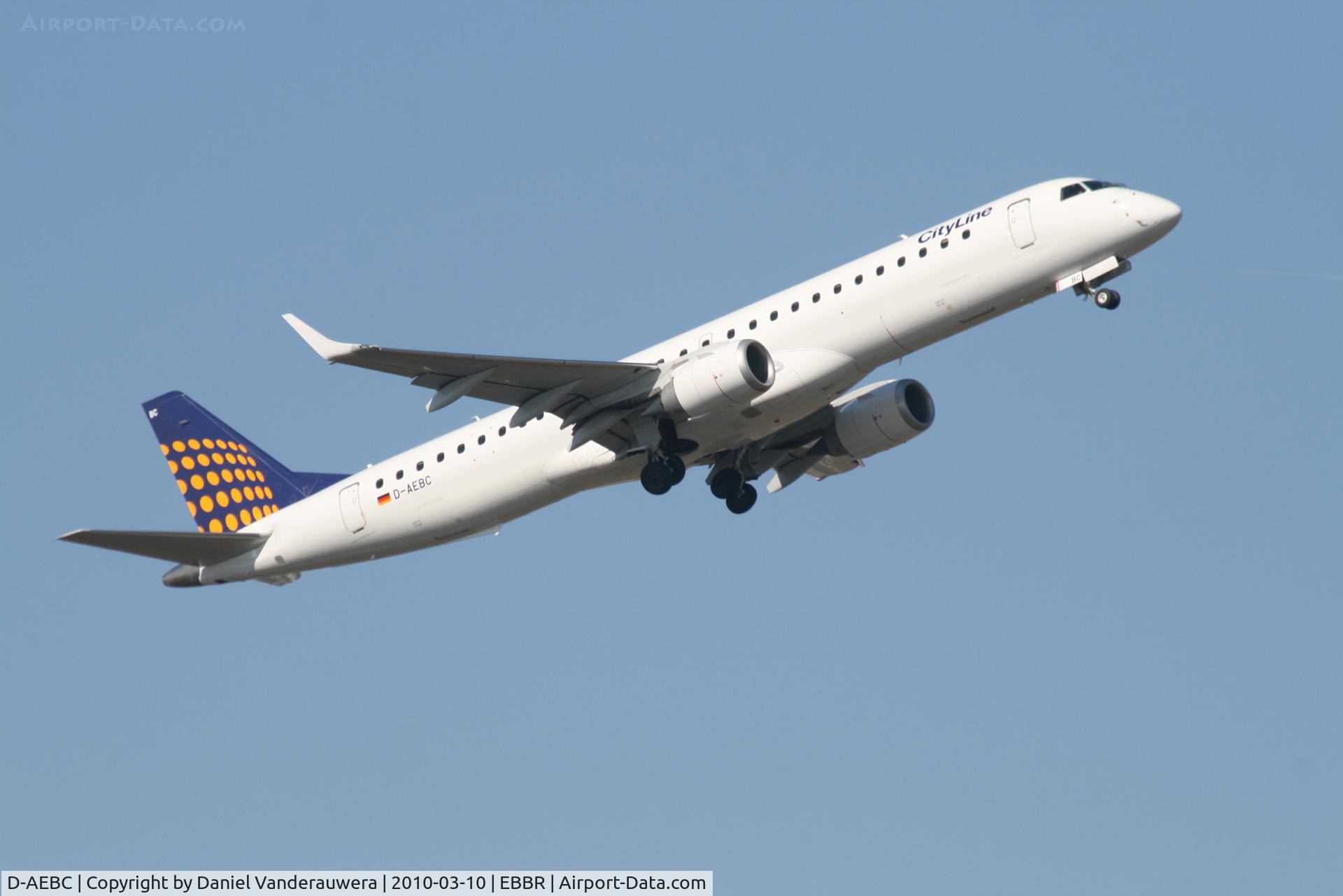 D-AEBC, 2009 Embraer 195LR (ERJ-190-200LR) C/N 19000320, Flight LH4603 is climbing from RWY 07R