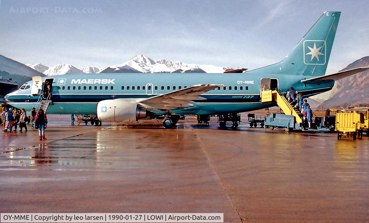 OY-MME, 1989 Boeing 737-3L9 C/N 24570, Innsbruck Austria 27.1.90.