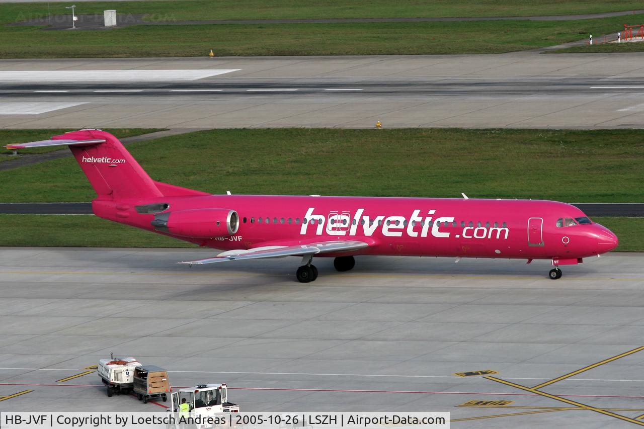 HB-JVF, 1993 Fokker 100 (F-28-0100) C/N 11466, easy to see the plane ...