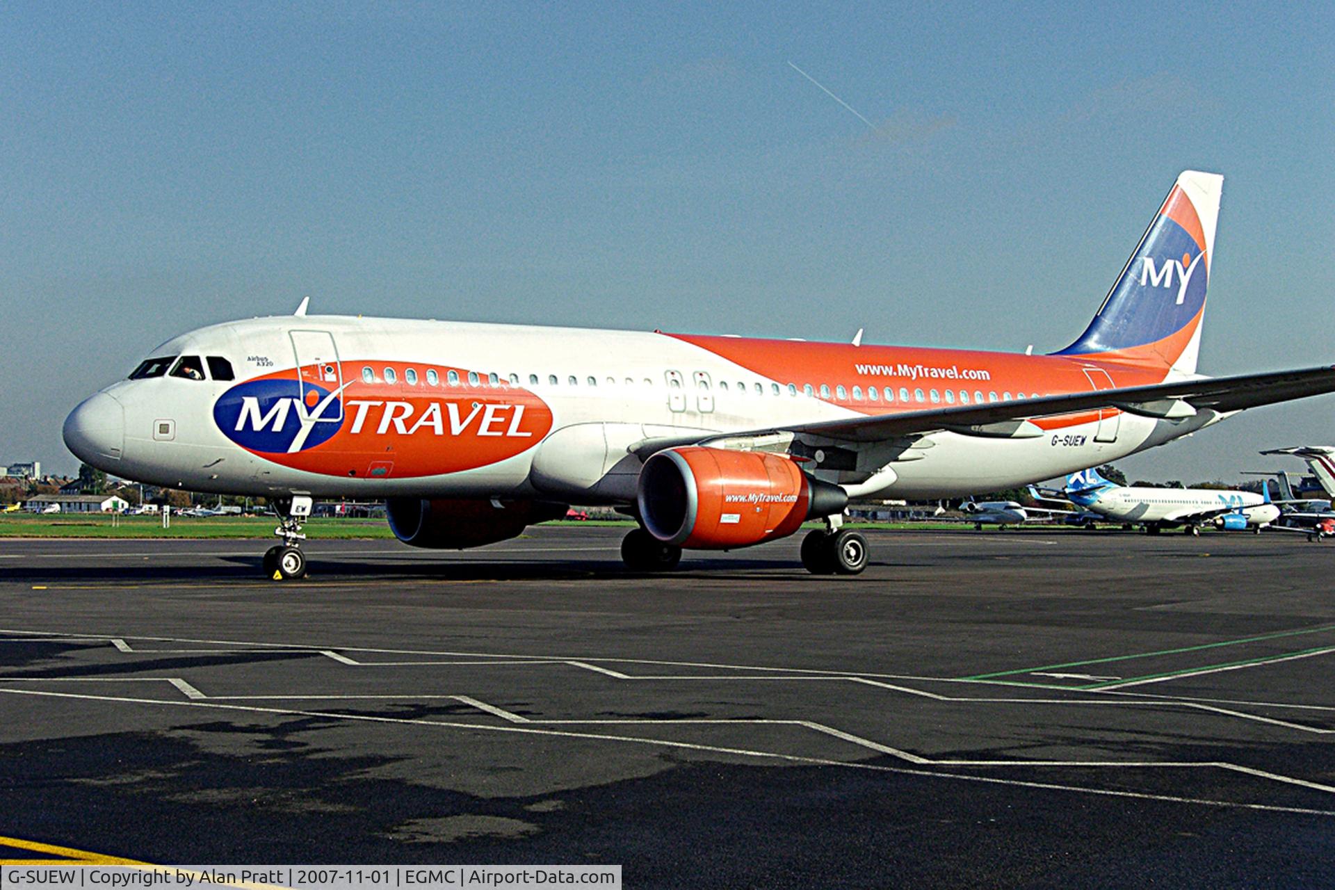 G-SUEW, 2003 Airbus A320-214 C/N 1961, Aircraft in My Travel livery taxies onto stand