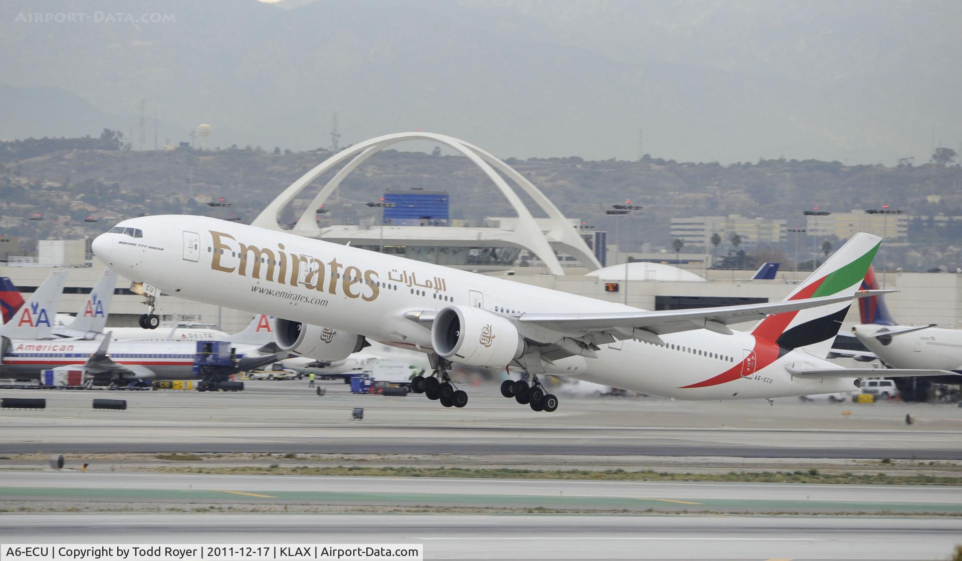 A6-ECU, 2009 Boeing 777-31H/ER C/N 35593, Departing LAX