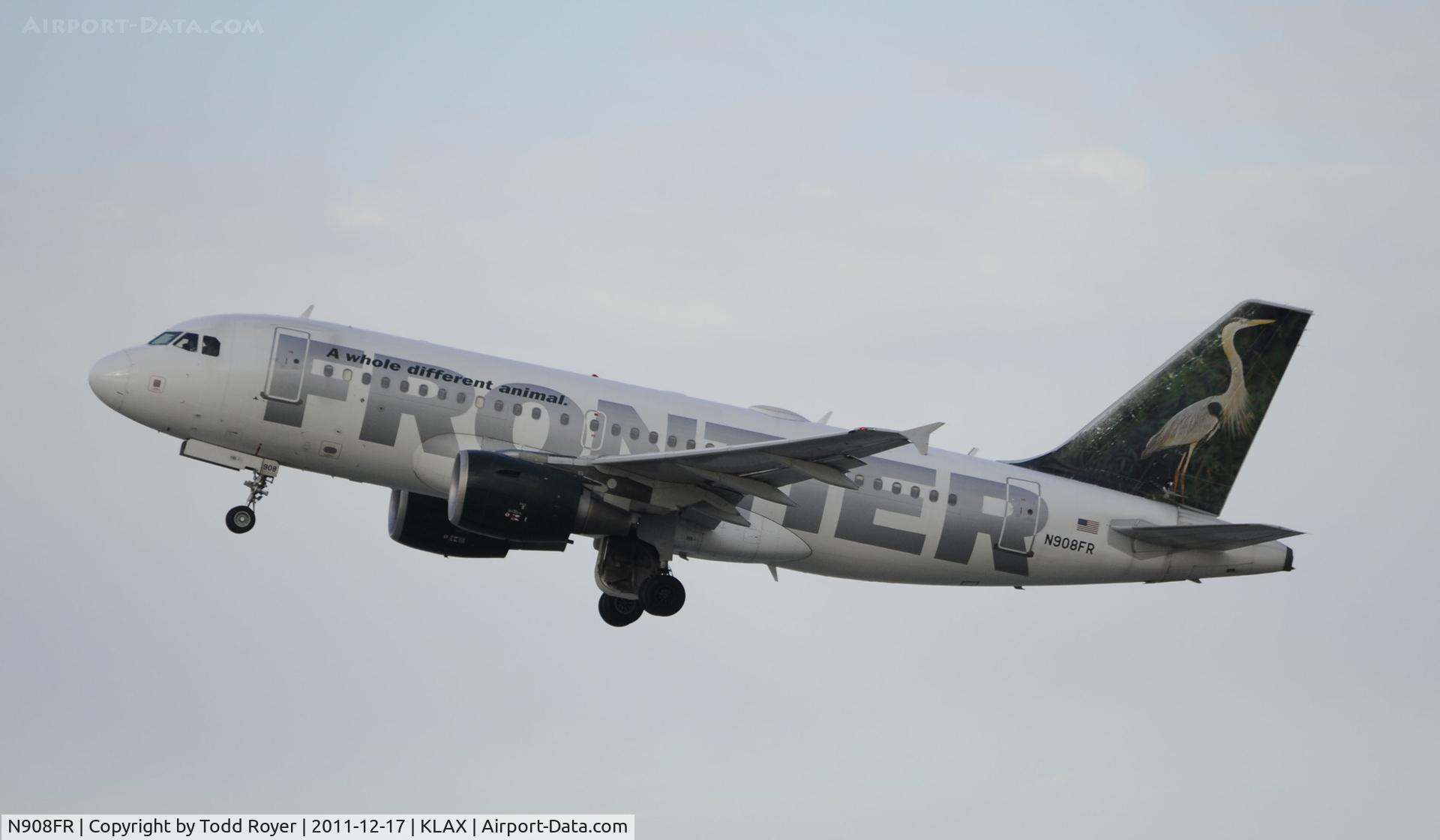 N908FR, 2002 Airbus A319-111 C/N 1759, Departing LAX