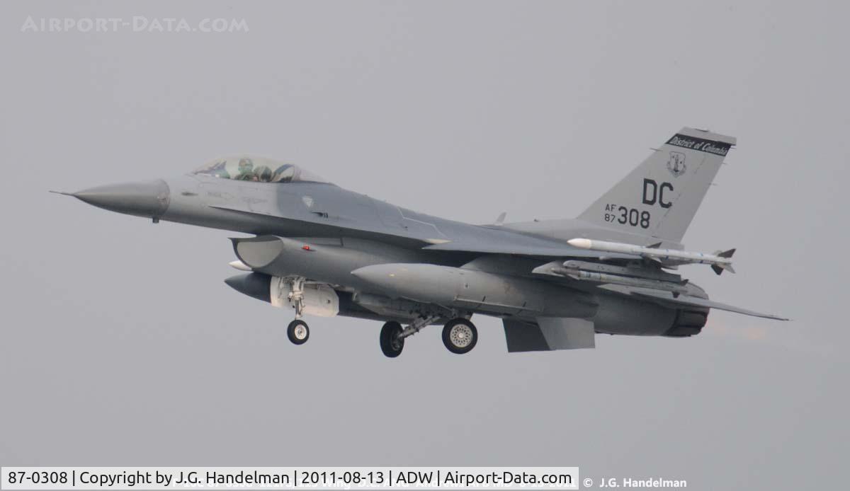 87-0308, 1987 General Dynamics F-16C Fighting Falcon C/N 5C-569, At Andrews AFB MD