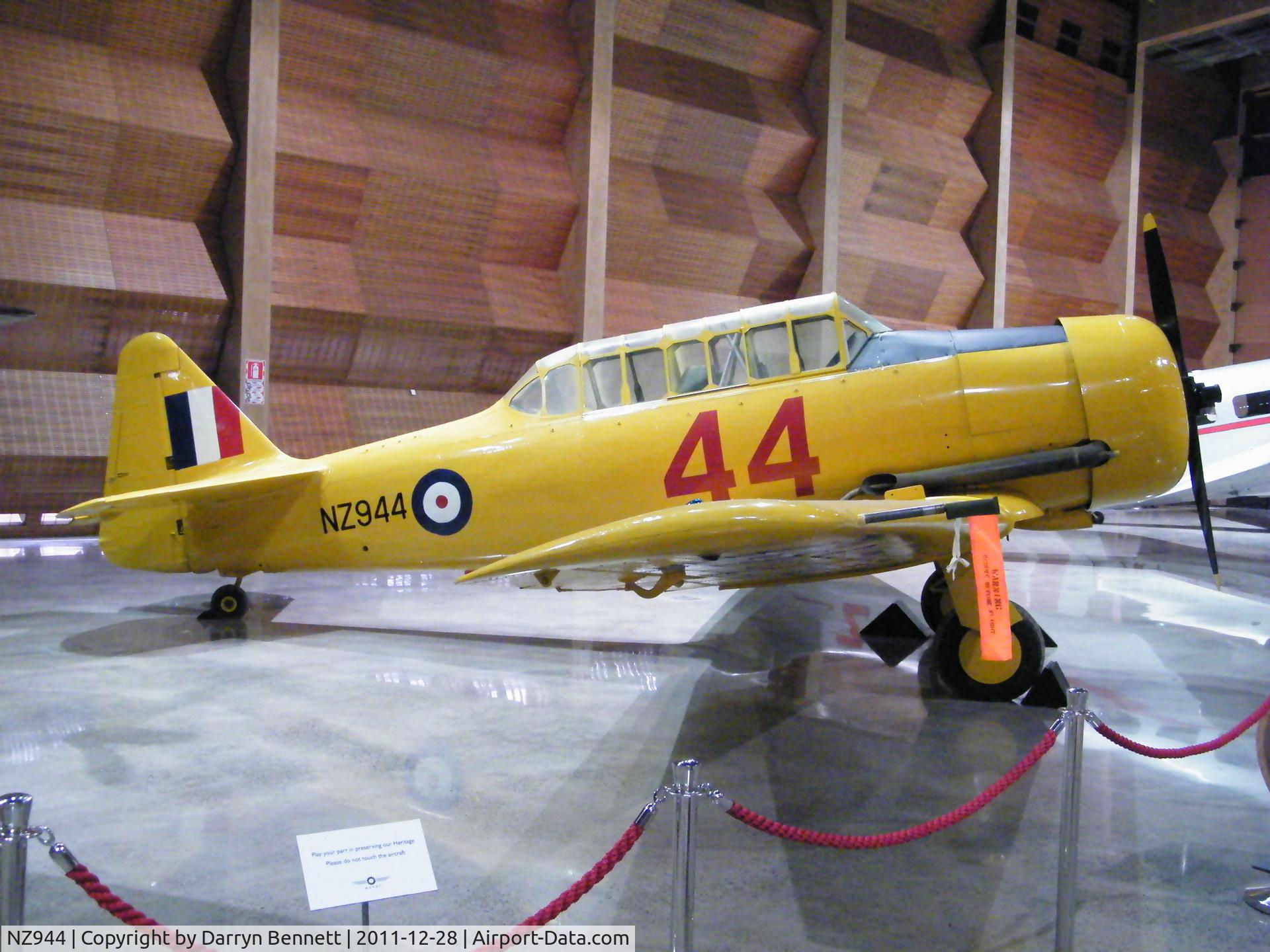 NZ944, North American AT-6 Harvard II C/N 66-2757, NZ944 residing inside the new hanger at MOTAT in Auckland