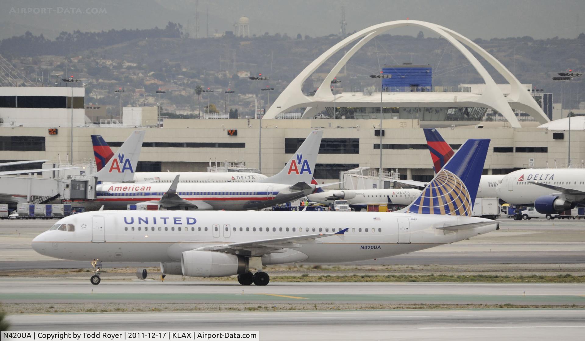 N420UA, 1994 Airbus A320-232 C/N 489, Arriving at LAX