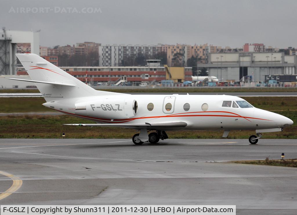 F-GSLZ, 1986 Dassault Falcon 100 C/N 208, Taxiing to the General Aviation area... new c/s