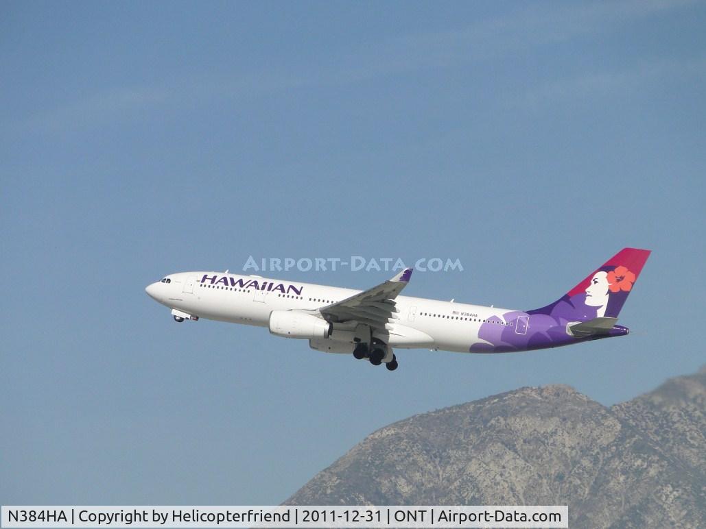 N384HA, 2011 Airbus A330-243 C/N 1259, Taking off from runway 26R