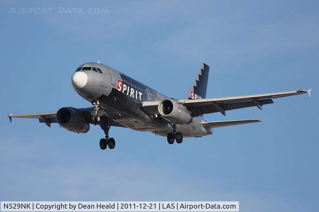 N529NK, 2007 Airbus A319-132 C/N 3007, Spirit Airlines N529NK (FLT NKS360) from Los Angeles Int'l (KLAX) on short final to RWY 25L.