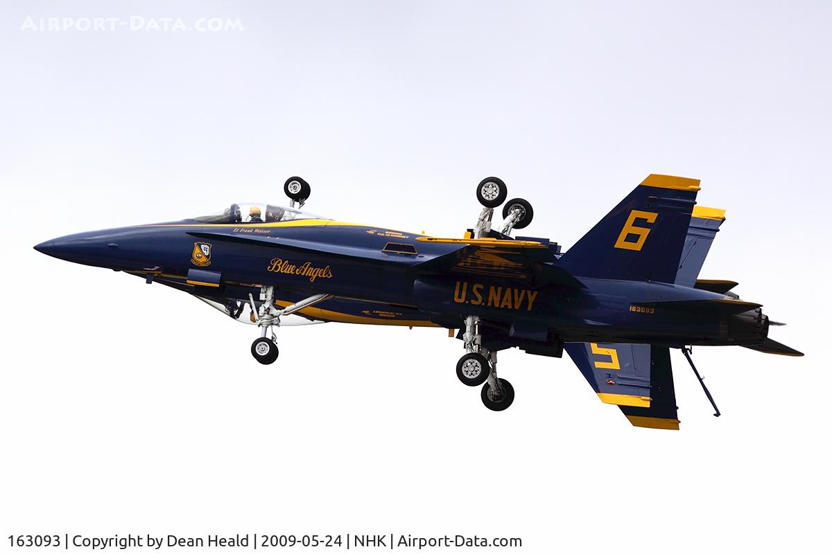 163093, McDonnell Douglas F/A-18A Hornet C/N 0475/A391, US Navy Blue Angels 5 & 6 (piloted by Major Nathan M Miller & Lieutenant Frank Weisser, respectively) performing a nearly perfect 