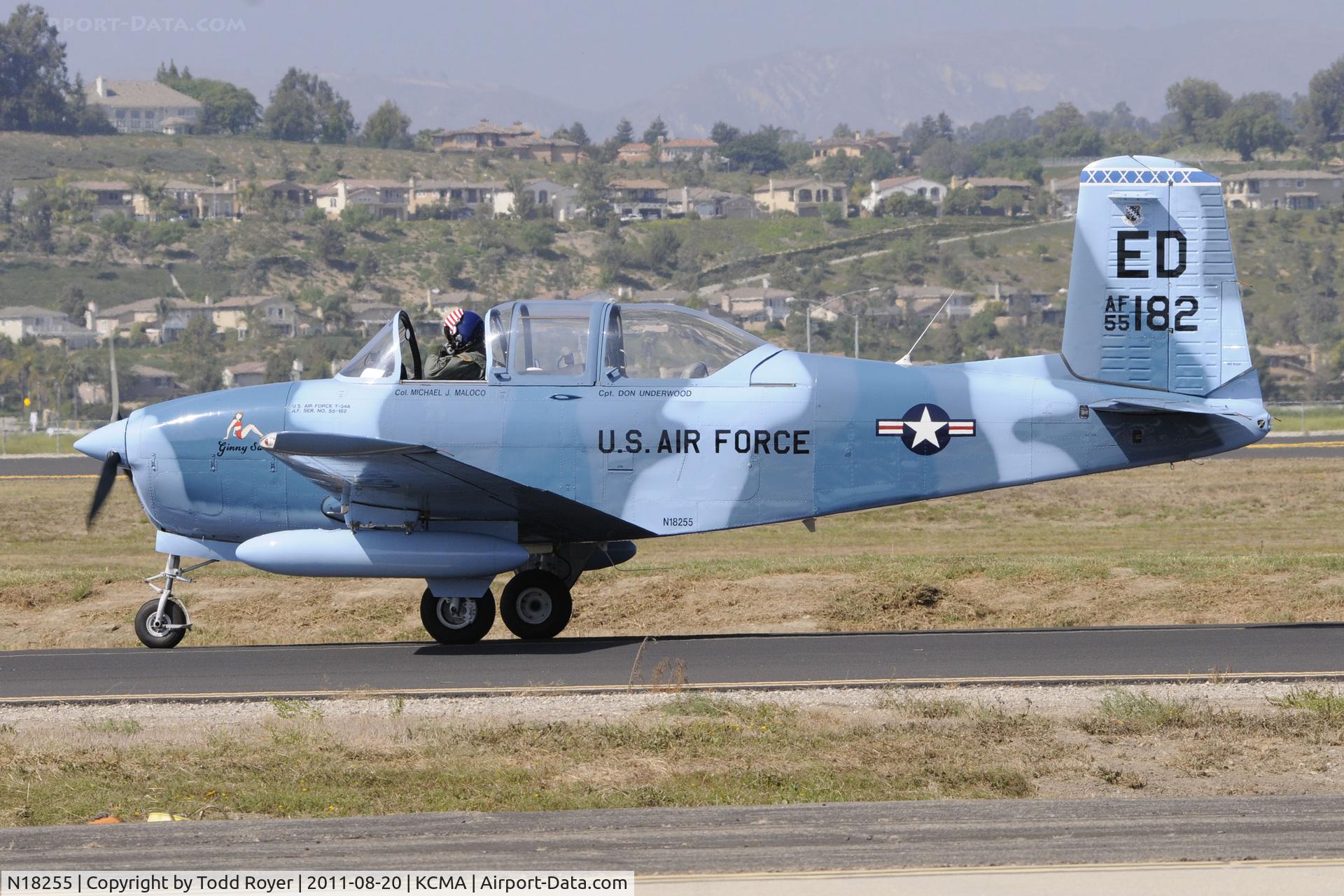 N18255, 1955 Beech A45 C/N G-739, Taxi for departure at Camarillo