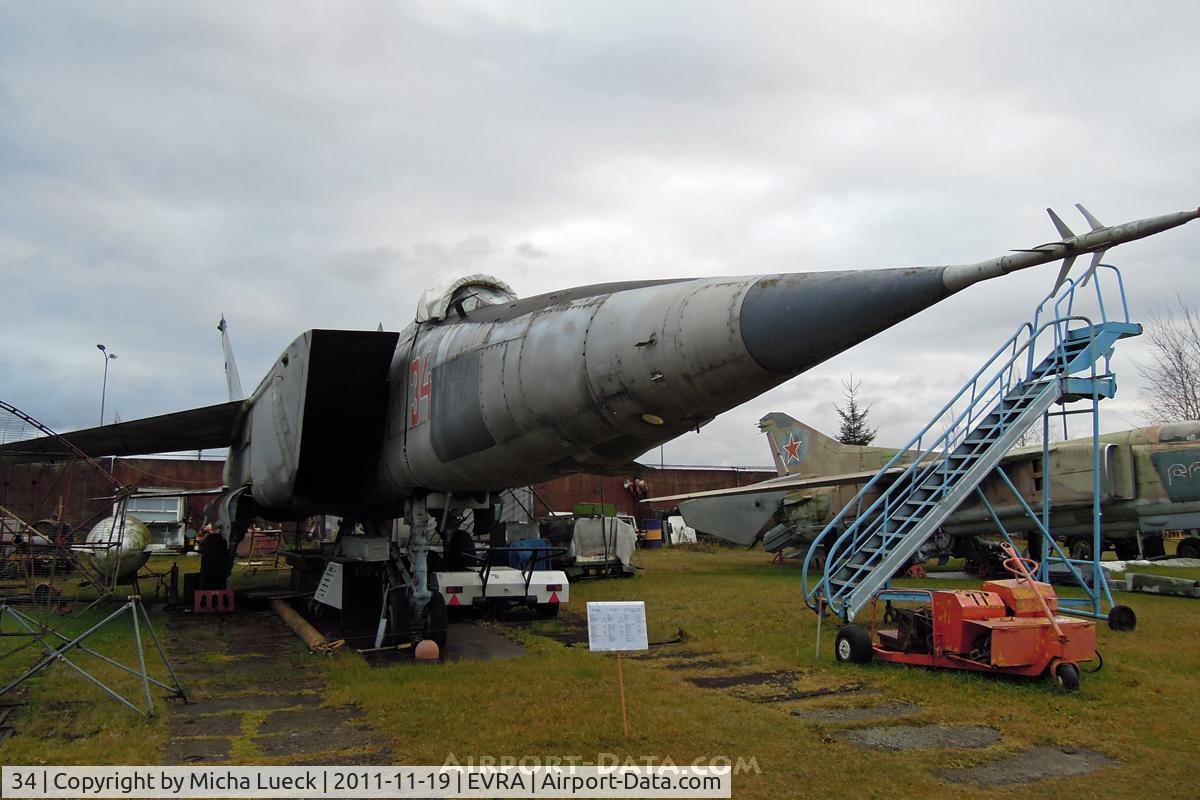 34, Mikoyan-Gurevich MiG-25RBS C/N Not found 34, At the Aviomuzejs, Riga