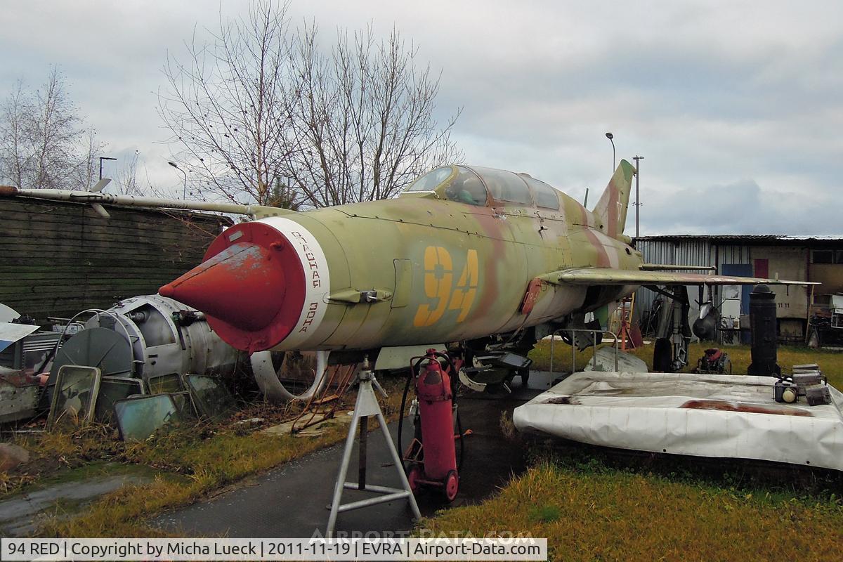 94 RED, Mikoyan-Gurevich MiG-21UM C/N 0000, At the Aviomuzejs, Riga