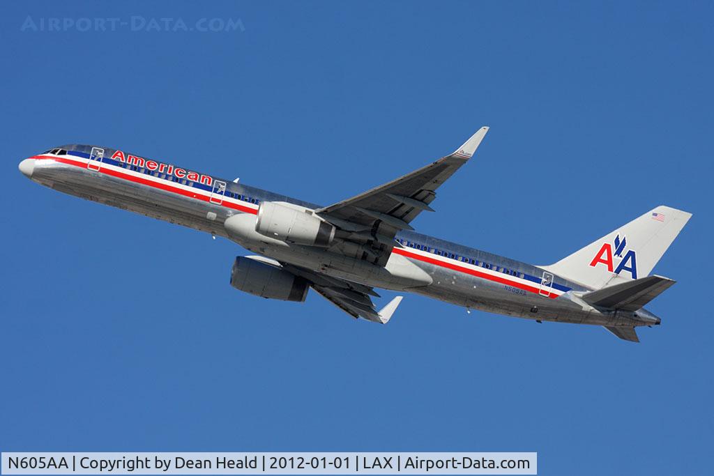 N605AA, 1995 Boeing 757-223 C/N 27056, American Airlines N605AA (FLT AAL2446) climbing out from RWY 25R en route to Dallas/Fort Worth Int'l (KDFW).
