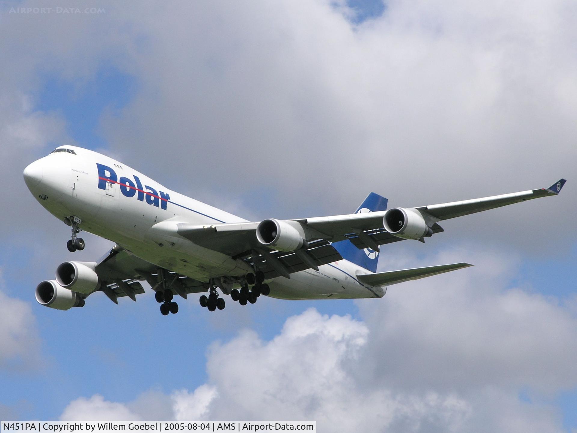 N451PA, 2000 Boeing 747-46NF C/N 30809, Landing on runway 18C of Amsterdam Airport