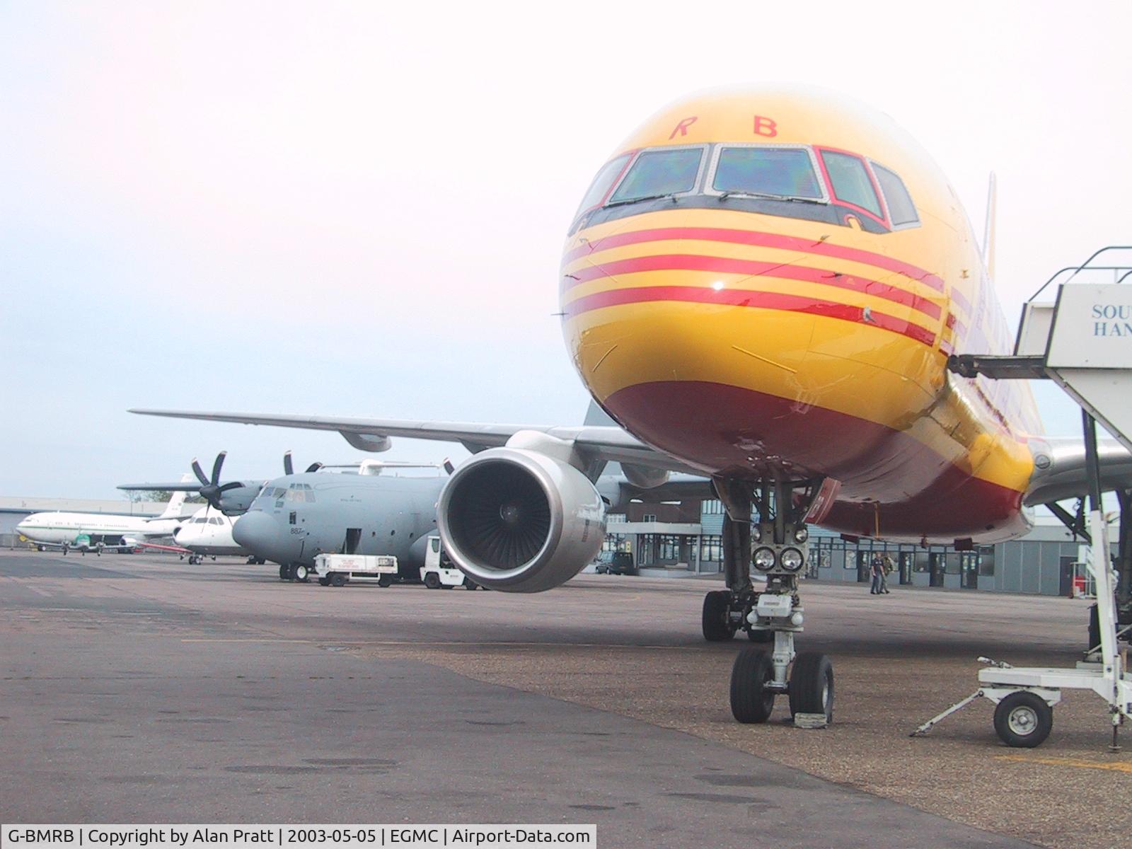 G-BMRB, 1987 Boeing 757-236/SF C/N 23975, on the apron fresh from Air Livery hangar in DHL livery