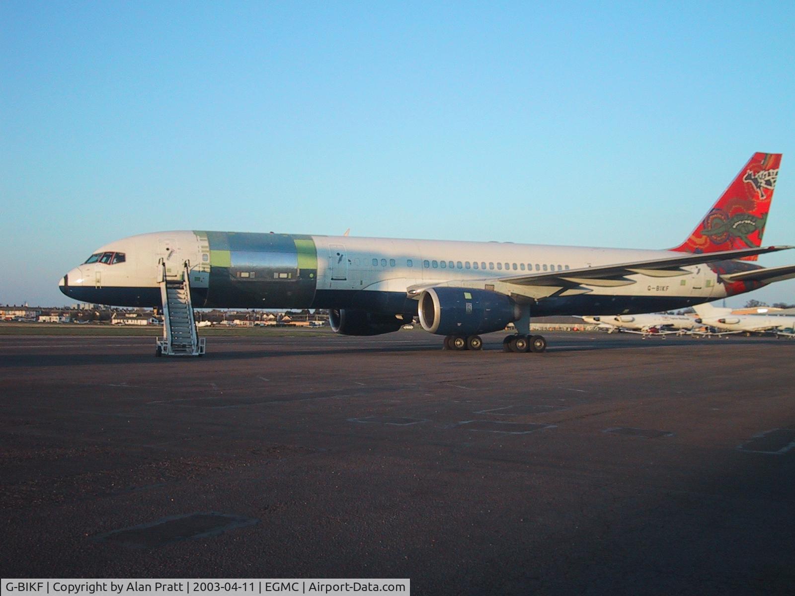 G-BIKF, 1983 Boeing 757-236/SF C/N 22177, on apron awaiting respray at Air Livery into DHL colours after conversion to freighter