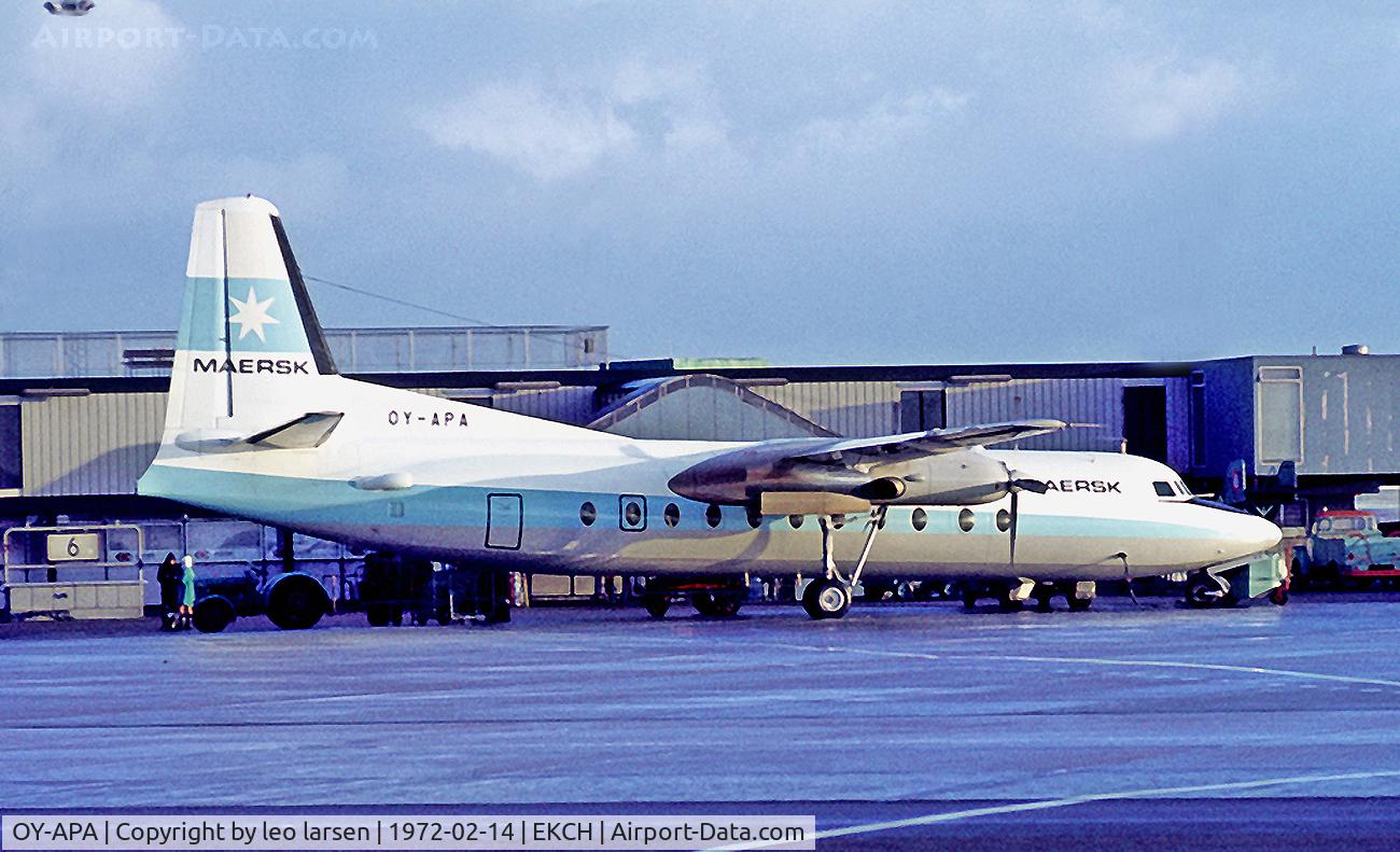 OY-APA, 1969 Fokker F-27-500 Friendship C/N 10425, Copenhagen Kastrup 14.2.71