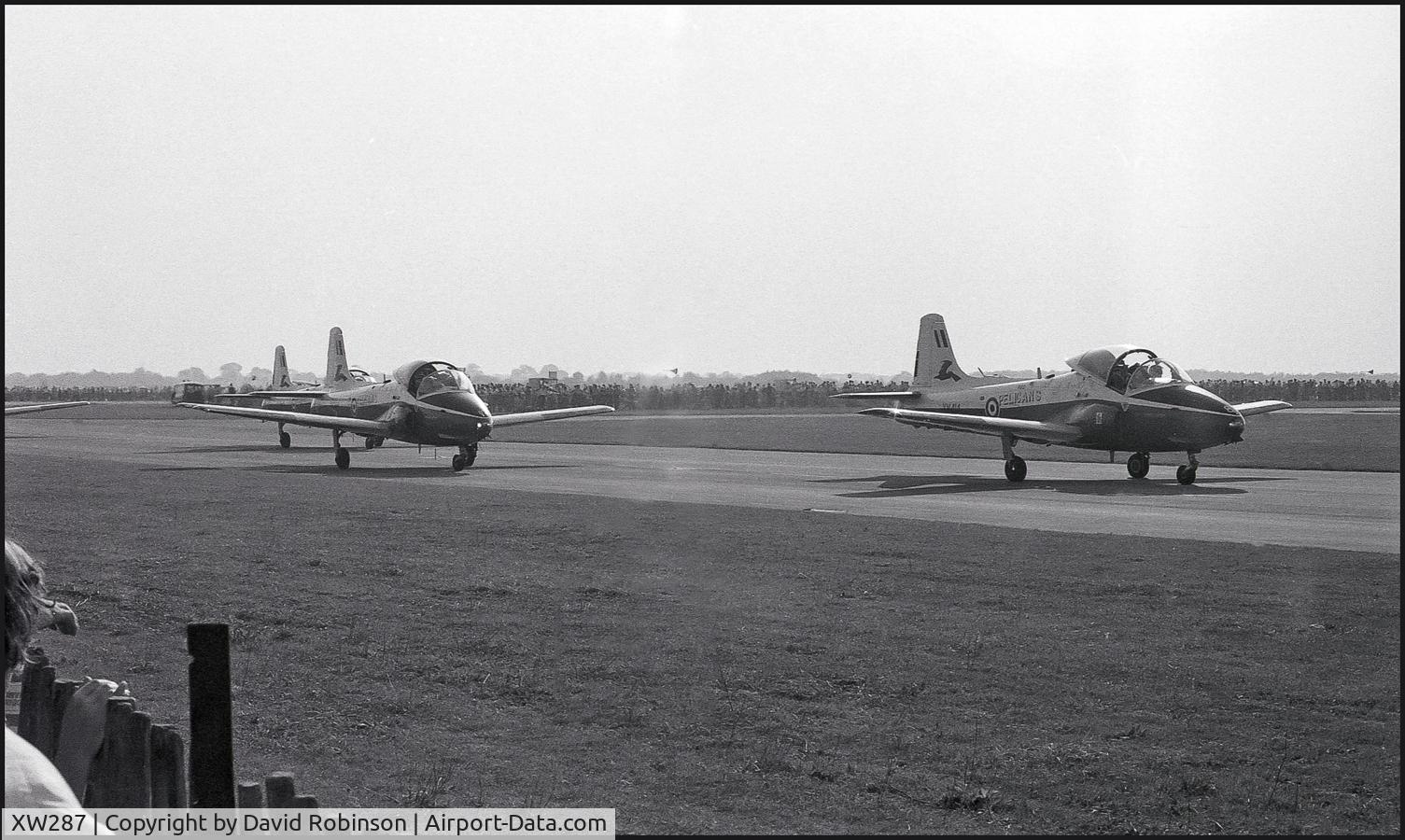 XW287, 1969 BAC 84 Jet Provost T.5 C/N EEP/JP/951, XM414 with others Doncaster air show c.1970