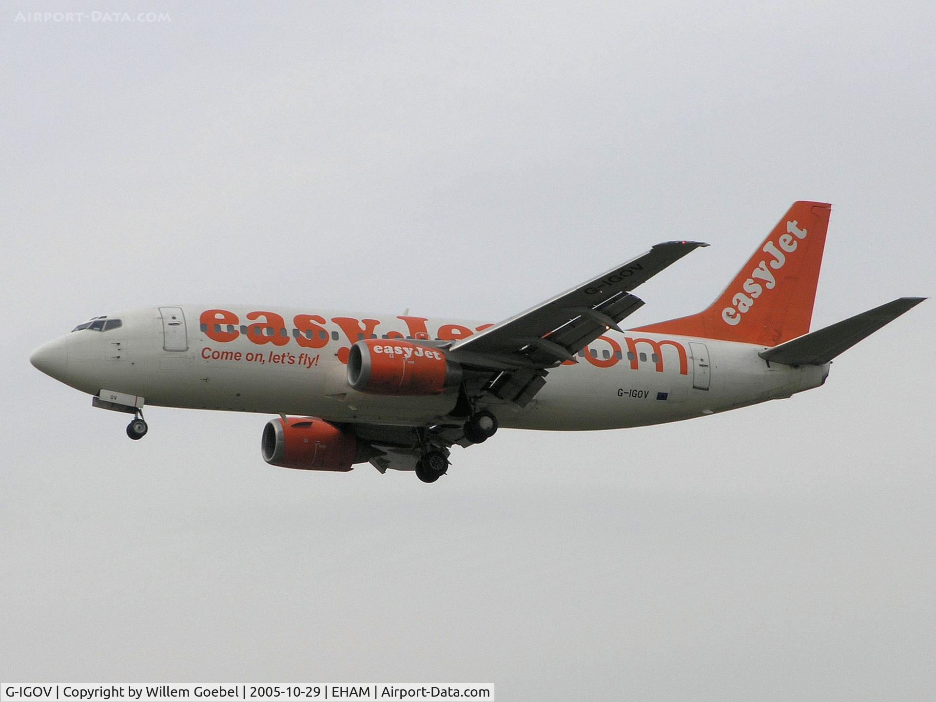 G-IGOV, 2005 Boeing 737-3M8 C/N 25017, Landing on runway C18 of Amsterdam Airport