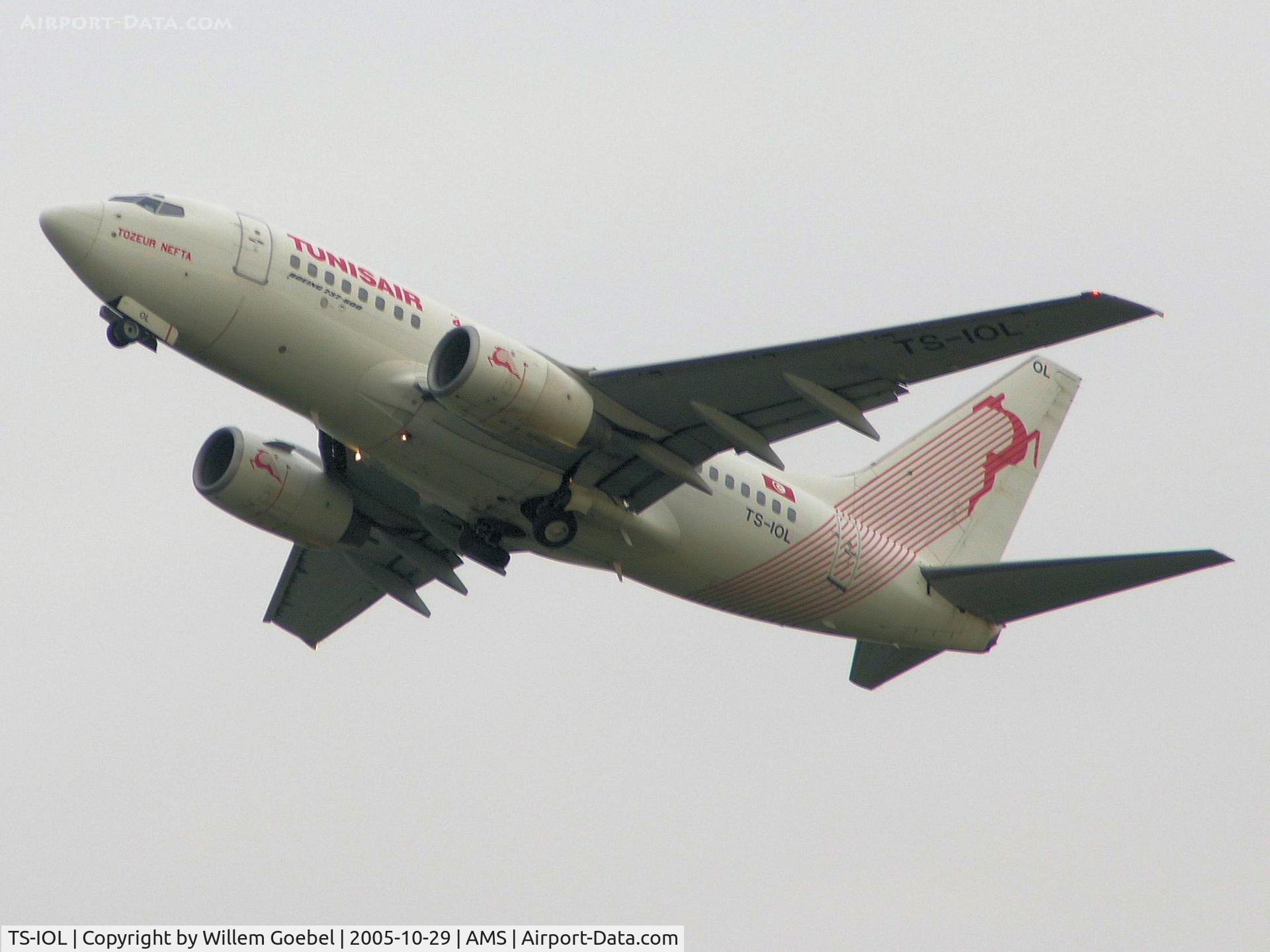 TS-IOL, 1999 Boeing 737-6H3 C/N 29497, Take off from Amsterdam Airport on runway 24