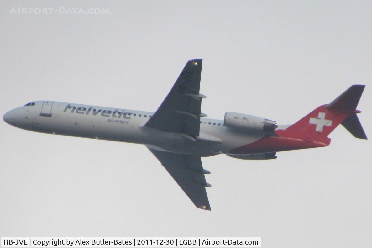HB-JVE, 1993 Fokker 100 (F-28-0100) C/N 11459, Banking after departure