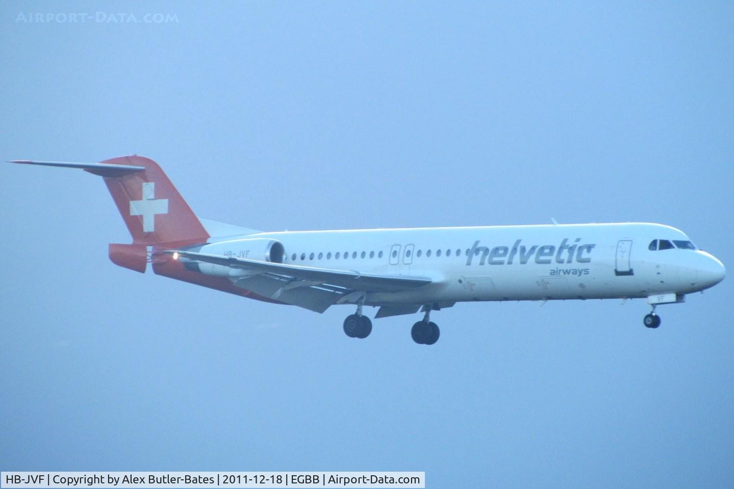 HB-JVF, 1993 Fokker 100 (F-28-0100) C/N 11466, Just before landing