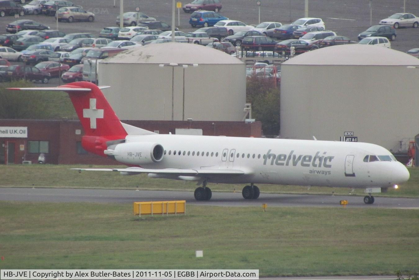 HB-JVE, 1993 Fokker 100 (F-28-0100) C/N 11459, Holding for departure