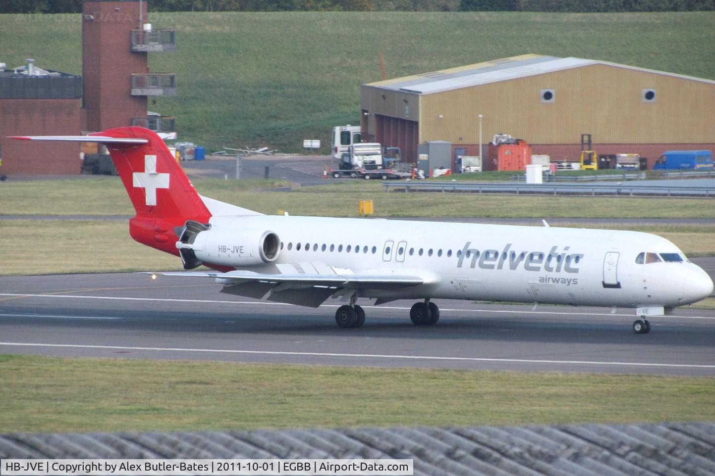 HB-JVE, 1993 Fokker 100 (F-28-0100) C/N 11459, Slowing down after arrival from Zurich