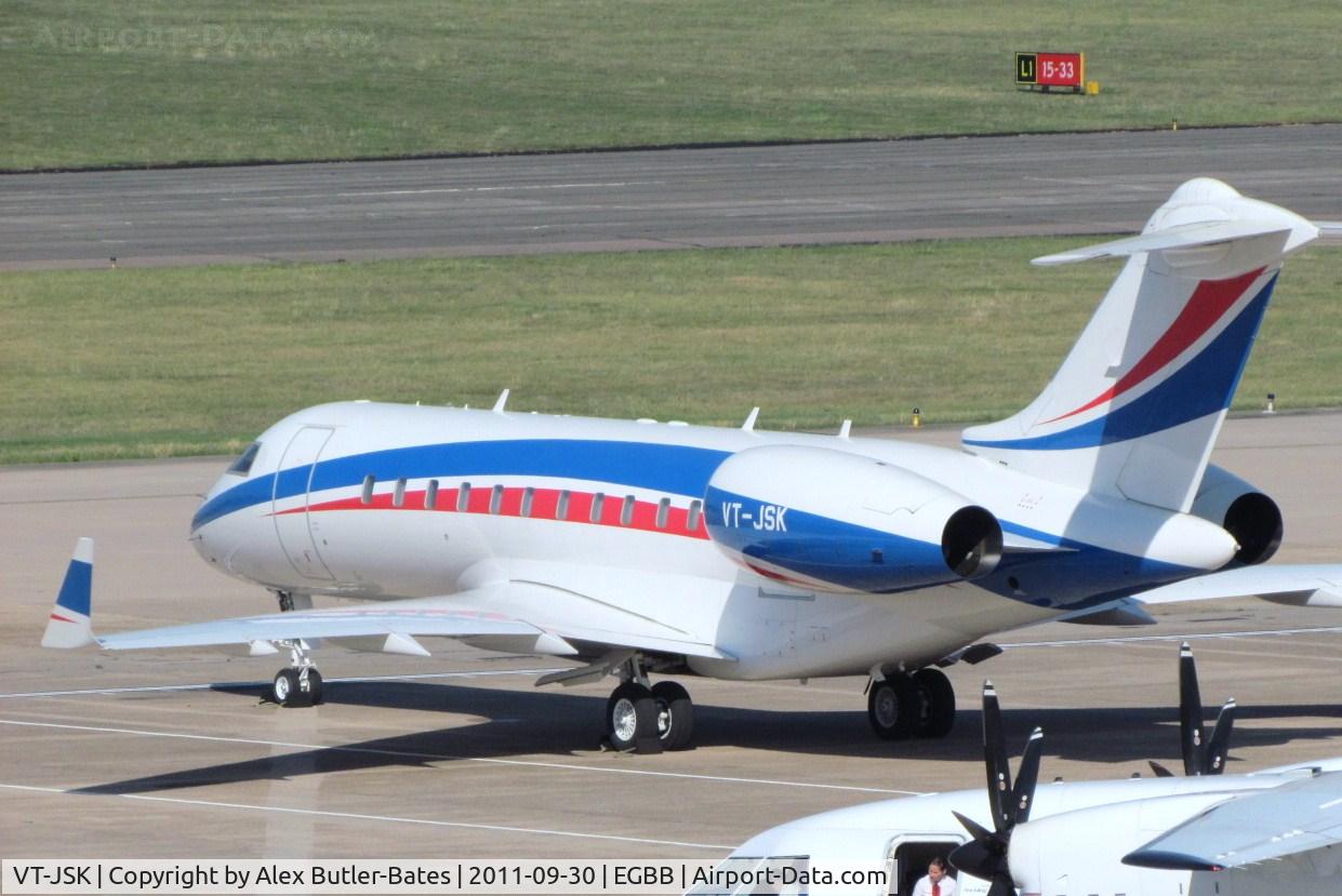 VT-JSK, 2006 Bombardier BD-700-1A11 Global 5000 C/N 9214, Parked on the elmdon apron