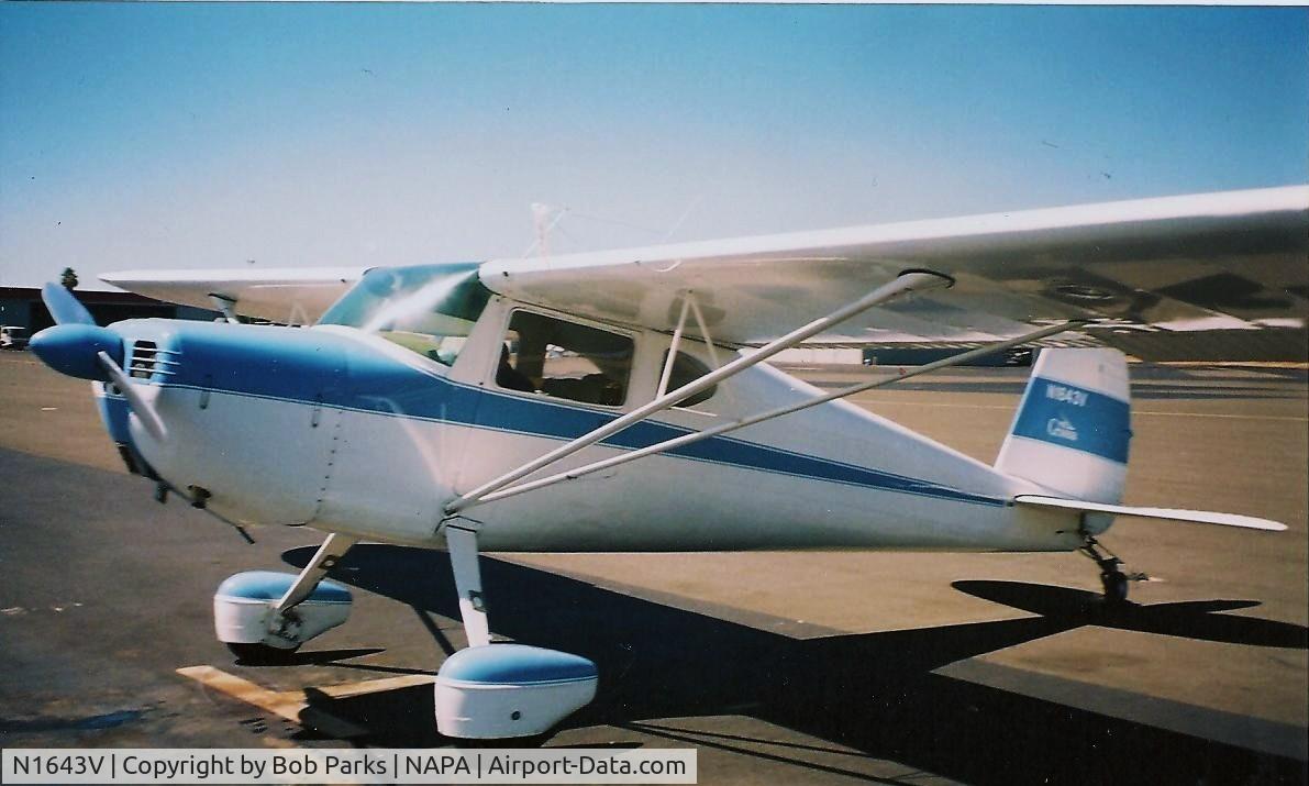 N1643V, 1947 Cessna 140 C/N 13815, white with blue trim tail-dragger