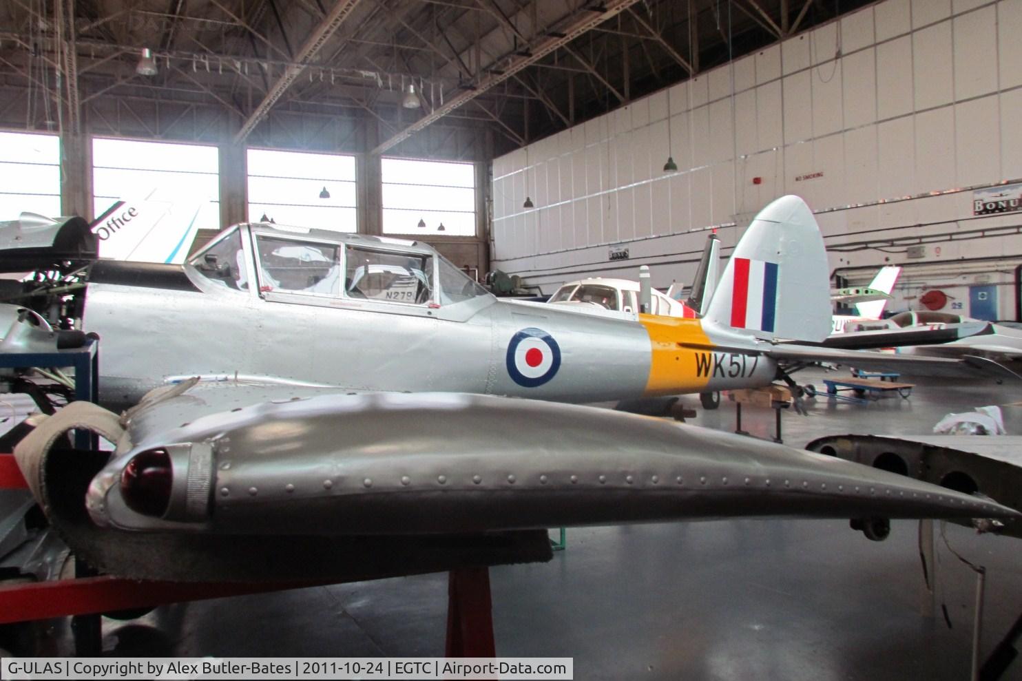 G-ULAS, 1952 De Havilland DHC-1 Chipmunk T.10 C/N C1/0554, Inside the Bonus Aviation Hangar