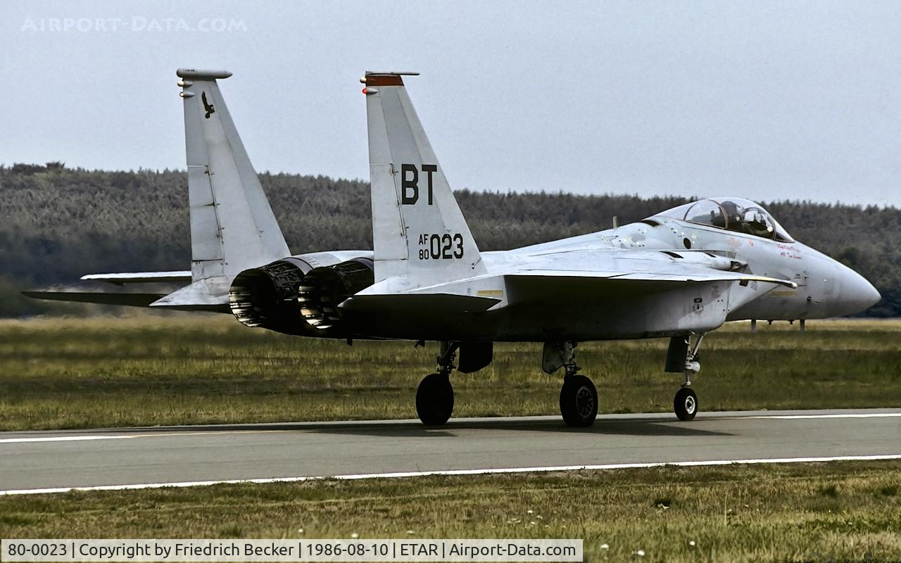 80-0023, 1980 McDonnell Douglas F-15C Eagle C/N 0667/C172, taxying to the active