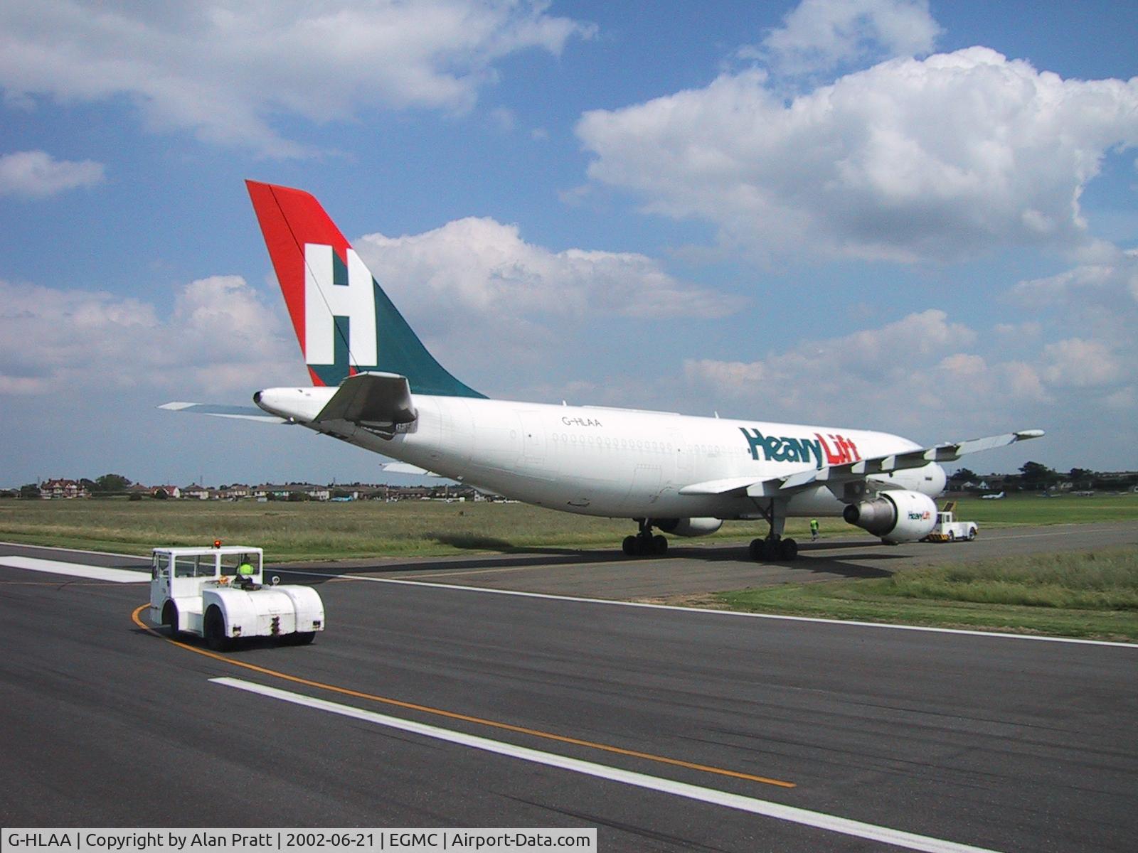 G-HLAA, 1977 Airbus A300B4-203(F) C/N 047, Leaving RW undertow to hangar.