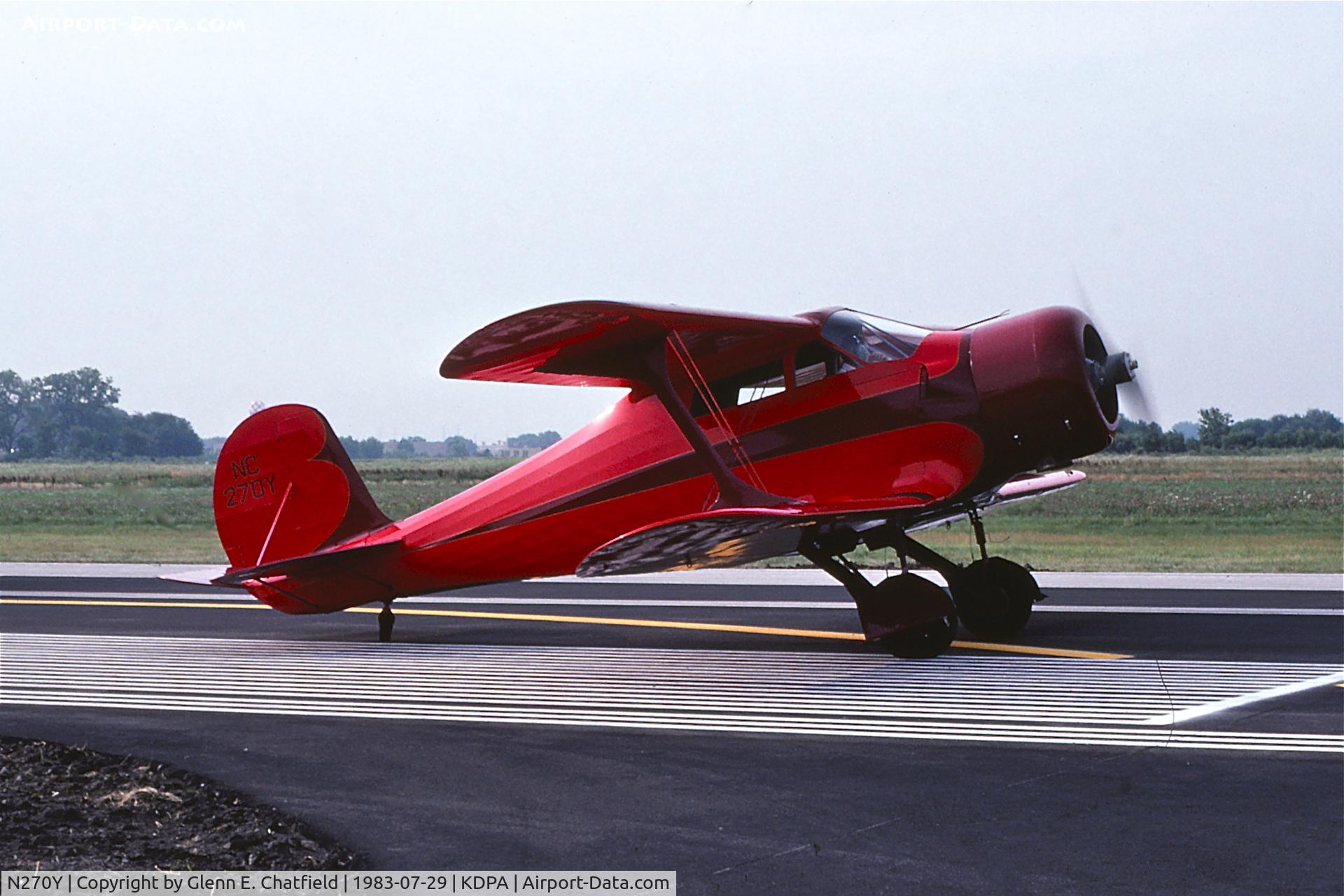 N270Y, 1934 Beech B17L C/N 3, Taking off for the EAA Fly In  35mm slide