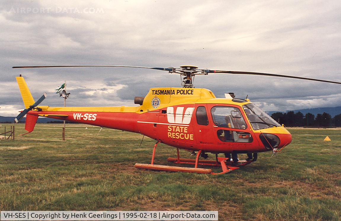 VH-SES, 1979 Eurocopter AS-350BA Ecureuil C/N 1053, Tasmania Police , State Rescue.

Skyrace Tasmania , Valleyfield Airstrip