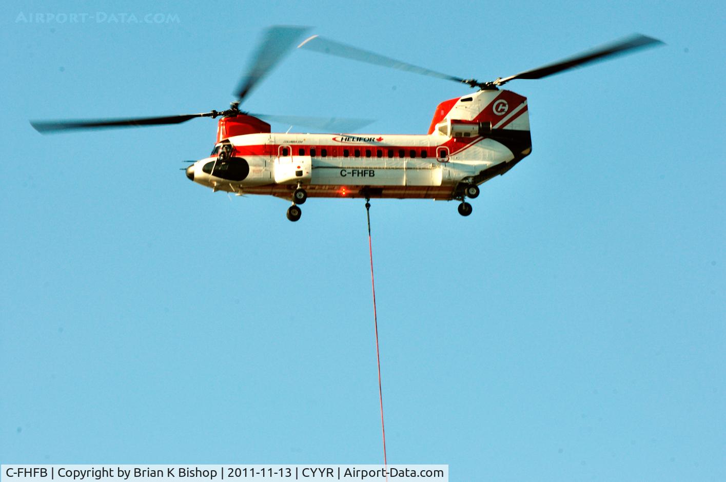 C-FHFB, 1981 Boeing Vertol 234 C/N MJ-005, Transporting equipt to Practice Target Area.
