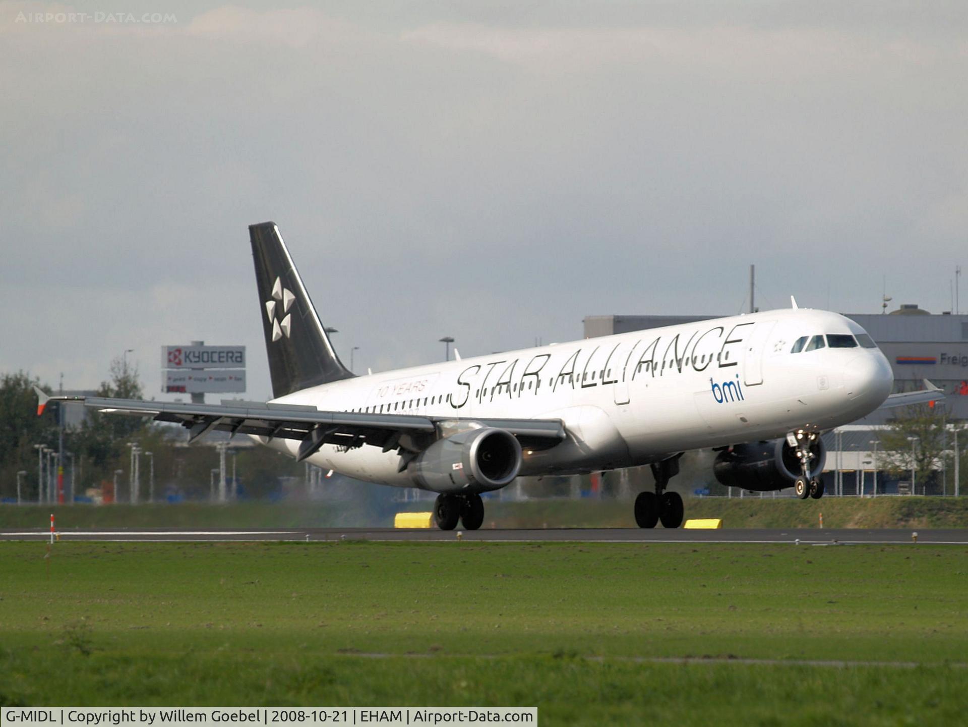 G-MIDL, 2000 Airbus A321-231 C/N 1174, Landing on runway 06 of Amsterdam Airport