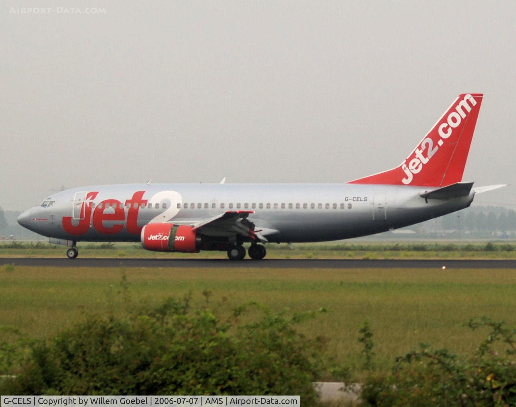 G-CELS, 1986 Boeing 737-377 C/N 23660, Landing on runway R18 of Amsterdam Airport