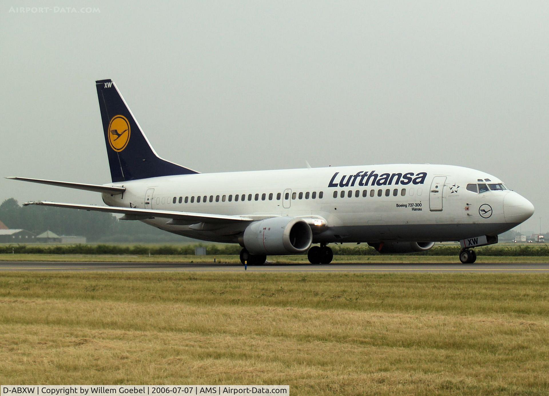 D-ABXW, 1989 Boeing 737-330 C/N 24561, Taxi to the gate of Amsterdam Airport