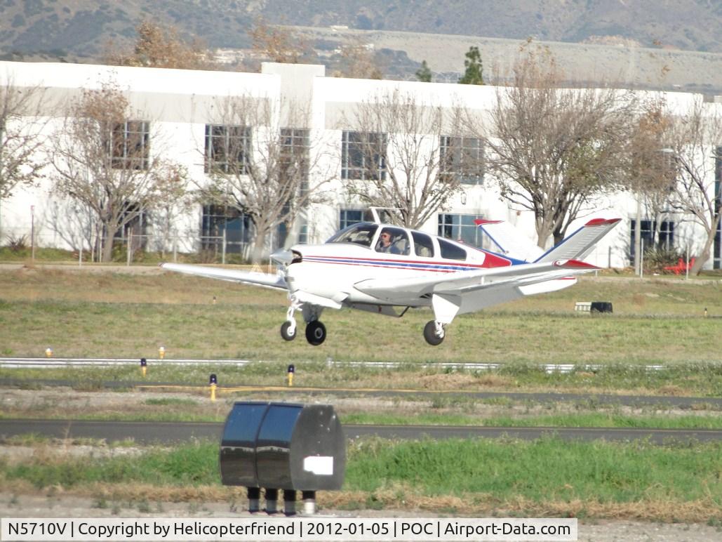 N5710V, 1966 Beech V35 Bonanza C/N D-8087, Getting ready to touch down on runway 26L