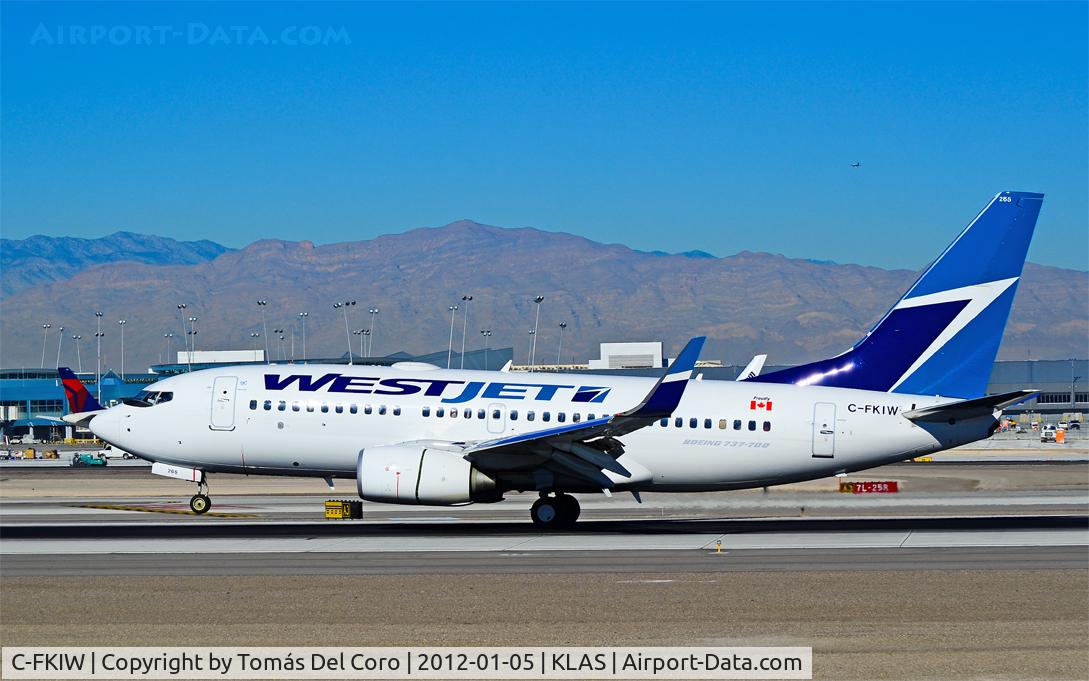 C-FKIW, 2011 Boeing 737-7CT C/N 37955, C-FKIW WestJet Boeing 2011 737-7CT / 265 (cn 37955/3616)

- Las Vegas - McCarran International (LAS / KLAS)
USA - Nevada, January 5, 2012
Photo: Tomás Del Coro