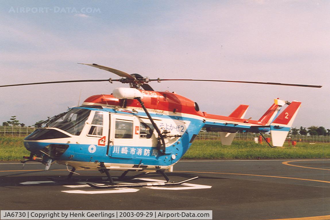 JA6730, MBB-Kawasaki BK-117B-2 C/N 1098, Kawasaki Authority Fire Dept. Breeze 2 , 

Tokyo Heliport