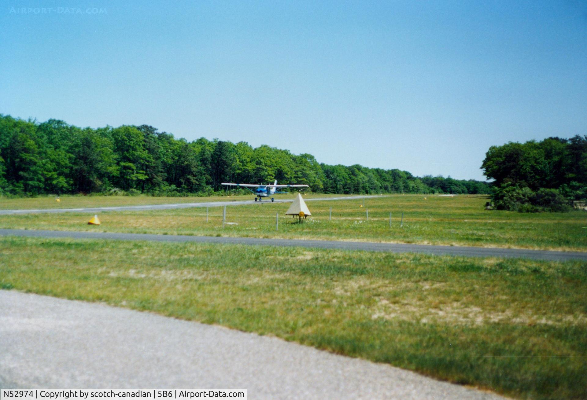 N52974, 1974 Cessna 182P Skylane C/N 18262981, 1974 Cessna 182P N52974 landing at Falmouth Airport, Falmouth, MA - July 1986