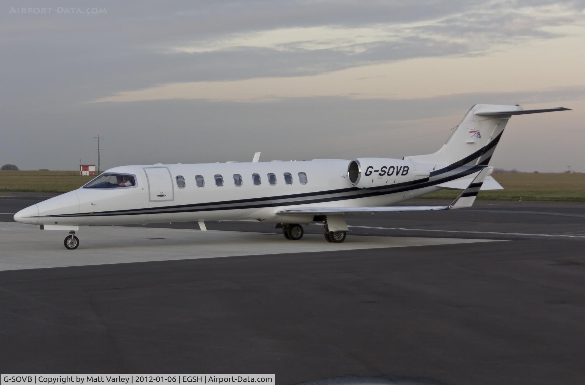 G-SOVB, 2001 Learjet 45 C/N 45-138, Arriving at SaxonAir after the sun had set.