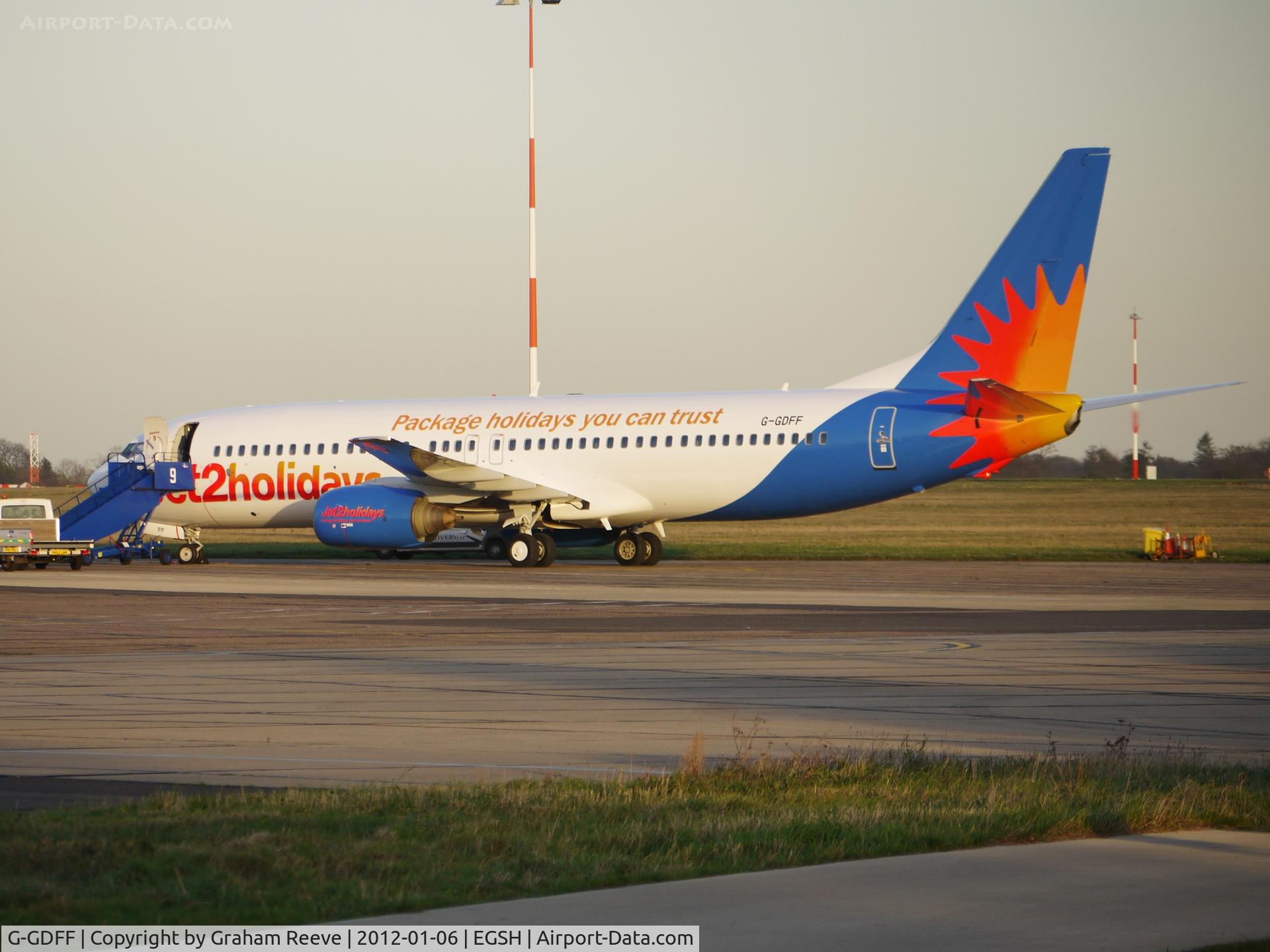 G-GDFF, 1999 Boeing 737-85P C/N 28385, Parked at Nowich.